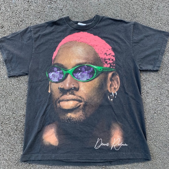 Vintage Dennis Rodman AOP Shirt XL 90s - Picture 1 of 4